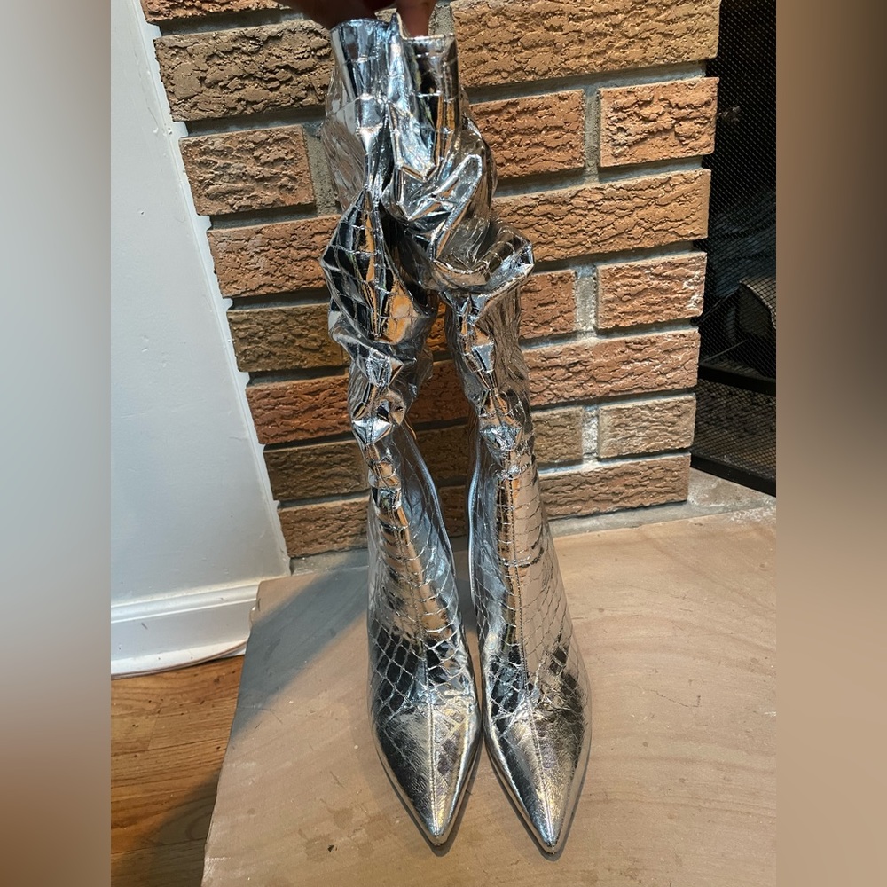 Metallic Knee-High Boots - Picture 4 of 5